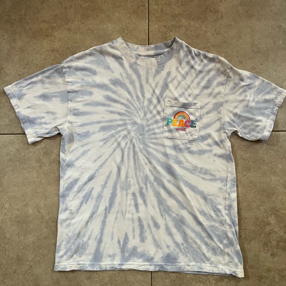 Coca Cola 1971 The Unity Collection blue/ white tie dye Peace tee t-shirt medium